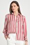 Women's Balloon Sleeve Gather Detailed Oversize Striped Satin Shirt