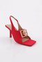 Women's Blunt Toe Metaaccessories Heeled Sandals Red Satin 91723236 - 2