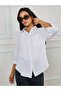 Oversized Textured Curved Hem Shirt with Patch Detail - 3