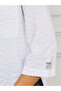 Oversized Textured Curved Hem Shirt with Patch Detail - 4
