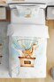 Flying Balloon Safari Patterned Single Baby Kids Bedding Set