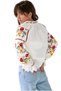 Women's Floral Ethnic Embroidered Vintage White Cotton Blouse - 5