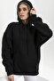 Black Plain Hooded Kangaroo Pocket Sweatshirt - 6