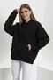 Black Plain Hooded Kangaroo Pocket Sweatshirt - 2