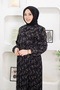Black Hijab Dress - Patterned - 2