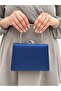Women's Satin Navy Blue Evening Dress Clutch Portfolio Bag - 3