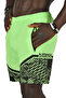 Light Green Patterned Men's Micro Sea Shorts - Fast Drying, Lined2403006