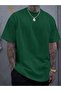 Green Basic Oversize Crew Neck T-Shirt - Green Women's Short Sleeve Summer Unisex Tshirt T-Shirt - 2