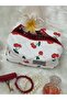 Makeup Bag Quilted Fabric Cherry Red _ Large Size - 2