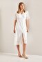 Women's White Front Buttoned Scallop Dress 40881006 - 6