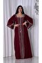 Zena Fashion - Stone Printed Belted Double Sleeve Evening Dress - 4