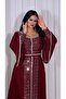 Zena Fashion - Stone Printed Belted Double Sleeve Evening Dress - 5