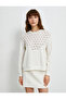 Crew Neck Sweatshirt Mesh Detailed Long Sleeve Ribbed - 3