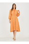 Burnout Texture Smocked Waist A-Line Midi Dress - 2