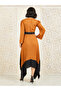 Pleated Contrast Handkerchief Hem Self Tie Up A-Line Midi Dress - 5