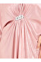 Embellished Neck Ruched Detail Metallic Maxi Dress - 3