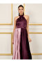 Colorblock Pleated Halter Neck A-Line Maxi Dress - 2