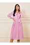 Accordion Pleat Ruffle Trim Wrap Midi Dress - 2