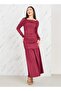 Ruched Wide Square Neck A-Line Maxi Dress - 5