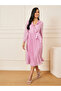Accordion Pleat Ruffle Trim Wrap Midi Dress