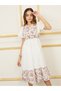 Floral Print Lace Detail A-Line Midi Dress - 2