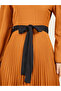 Pleated Contrast Handkerchief Hem Self Tie Up A-Line Midi Dress - 4