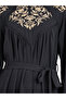 Embroidered Lace Insert Shift Midi Dress with Self Tie Up - 3
