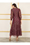 Foil Print Mesh Insert Tiered Midi Dress - 4