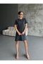 Washable Vintage Detailed Crew Neck Dress with Front Stitching - 2