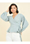 Solid Ruffle Hem Regular Fit Wrap Top