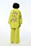 WOMEN'S OVERSIZE MOLD SLEEVE AND BACK FLOWER EMBROIDERED LINEN MIXED KIMONO JACKET - 4