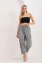 Women's Gray Front Double Pocket Linen Shalwar Trousers - 5