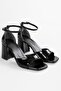Women's Sarge Black Patent Leather Heeled Shoes - 5