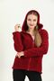 Welsoft Zippered Hoodie Short Fleece Claret Red