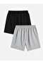 Unisex Black-Grey 2-Piece Basic Oversize Comfortable Fit Combed Cotton Shorts - 4