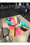 Multicolored Abstract Space Design Geometric Patterned Modern Decorative Carpet 4970 - 4