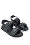 Genuine Leather Women's Black Sandals - Flat Design - 2