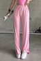 Pink Elastic Slit High Waist Sweatpants