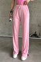 Pink Elastic Slit High Waist Sweatpants - 3