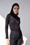 Women's Stand Collar Black Body
