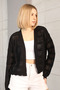 V-Neck Long Sleeve Openwork Hollowed Out Skirt Wavy Buttonless Summer Short Knitwear Cardigan - 4