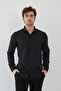 Slim Fit Long Sleeve Easy-Iron Sweat-Absorbent Breathable Texture Tie Shirt Four Seasons Black Men's Shirt