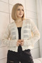 V-Neck Long Sleeve Openwork Hollowed Out Skirt Wavy Buttonless Summer Short Knitwear Cardigan