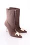 Brown Velvet Women's Heeled Boots - Emblem 91123557 - 2