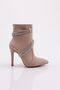 Women's Pointed Toe Crystal Stone Banded Thin Heeled Boots Beige Suede 53643247