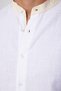 Men's Slim Fit Slim Fit Long Sleeve 100% Cotton Linen Texture White Shirt with Prevailing Collar Epaulettes - 4