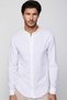Men's Slim Fit Slim Fit Long Sleeve 100% Cotton Linen Texture White Shirt with Prevailing Collar Epaulettes - 2