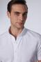 Men's Slim Fit Slim Fit Short Sleeve 100% Cotton Linen Texture Button Collar White Shirt - 6