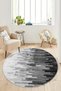 Digital Print Washable Non-Slip Sole Stain Resistant Round Gray Kitchen Rug Living Room Rug