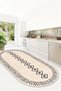 Digital Print Washable Non-Slip Sole Stain Resistant Beige Oval Kitchen Rug Living Room Rug and Runner Rug